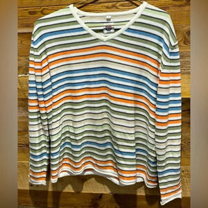 Vintage Vuarnet France orange white stripe light knit 90s rare preppy street